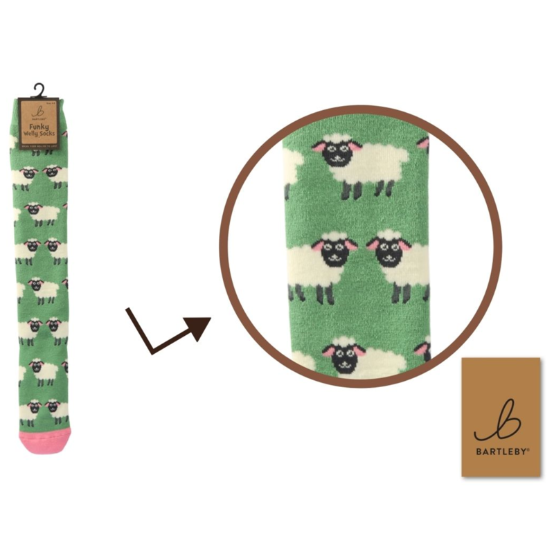 Bartleby Ladies Funky Welly Socks - Country Sheep