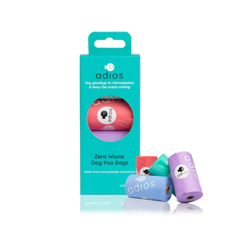 Adios Compostable Dog Poo Bags Without Handles - Rainbow