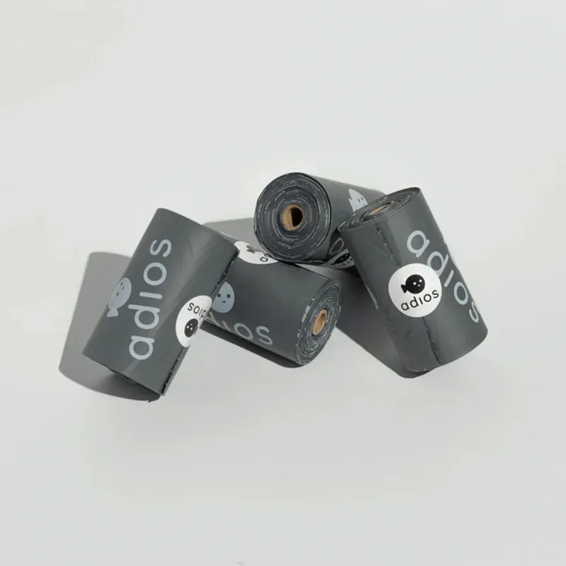Adios Compostable Dog Poo Bags Without Handles - Grey 8 Rolls