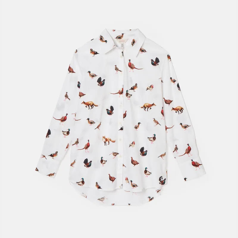 Joules Amilla White Cotton Shirt - Birds