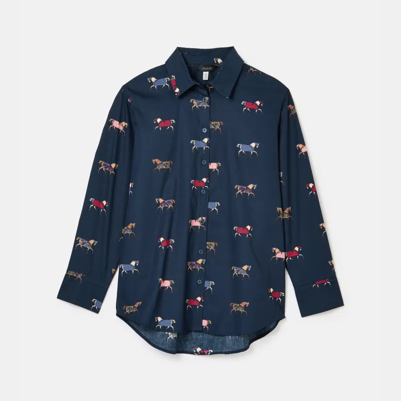 Joules Amilla Navy Cotton Shirt - Horses