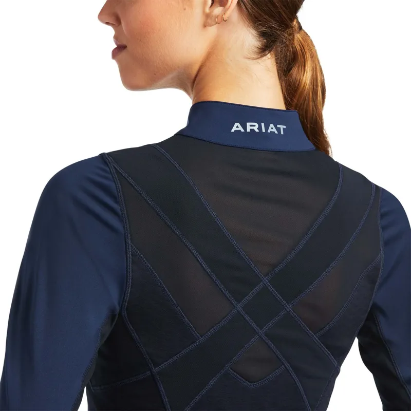 Ariat Ladies Ascent 1/4 Zip Baselayer - Navy-2