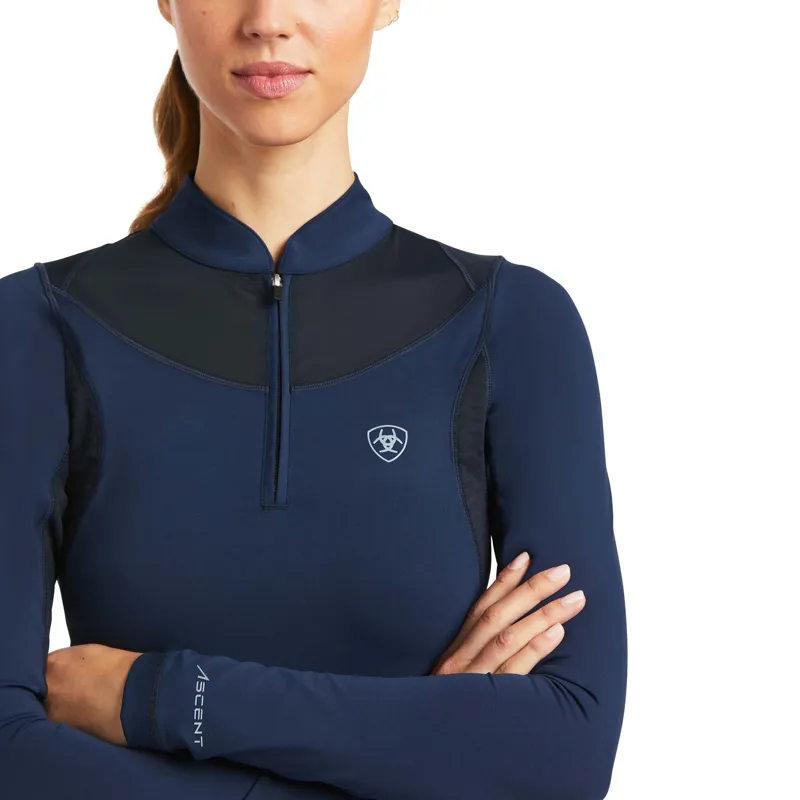 Ariat Ladies Ascent 1/4 Zip Baselayer - Navy-3