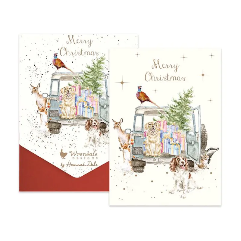 Wrendale Christmas Cards 8pk - Driving Home For Christmas