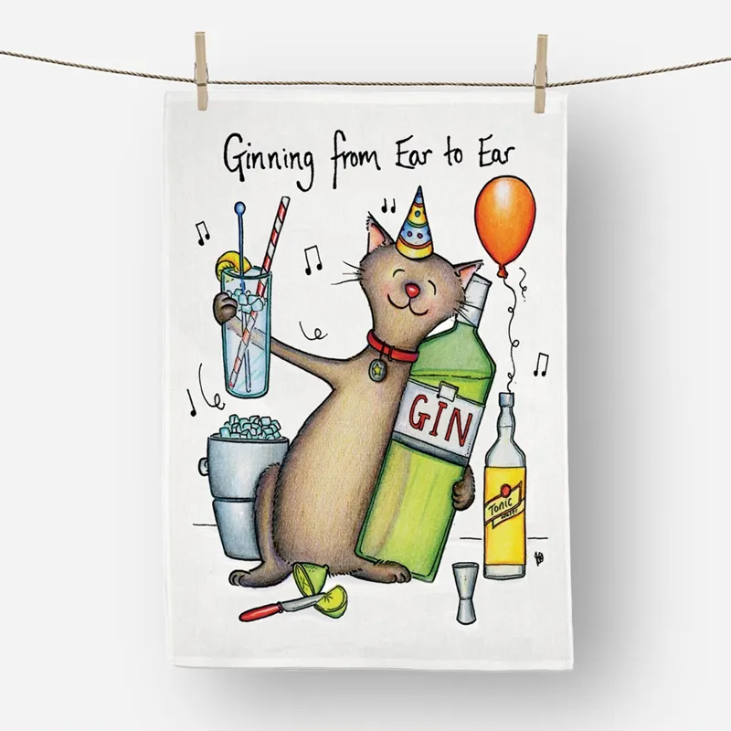 Draw Ear To Ear Tea Towel