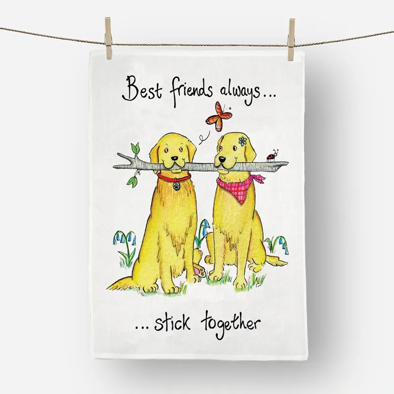 Draw Best Friends Tea Towel