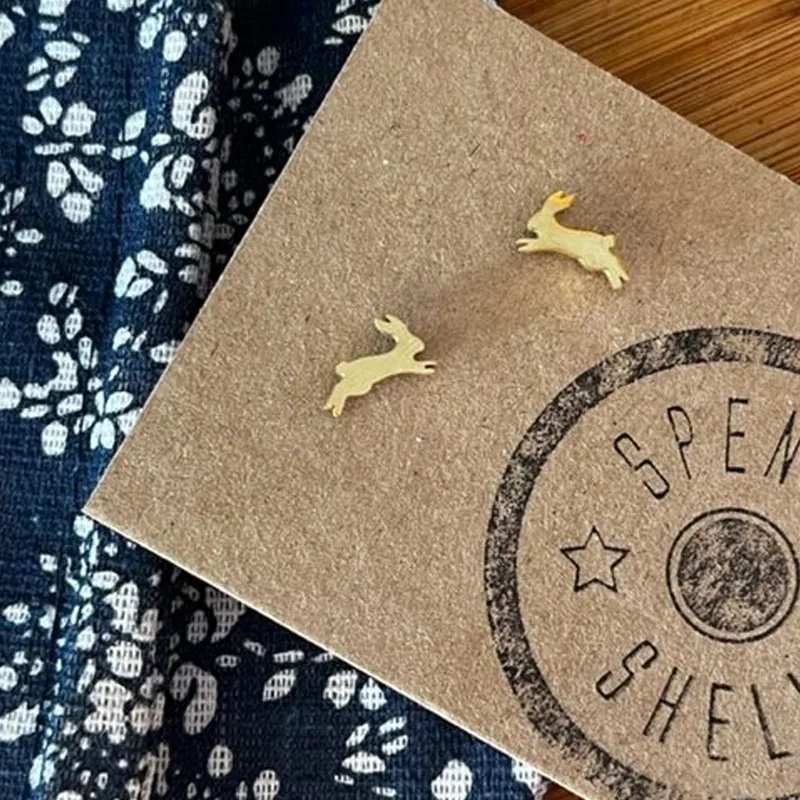 Spent Shells Hares Earrings Gold