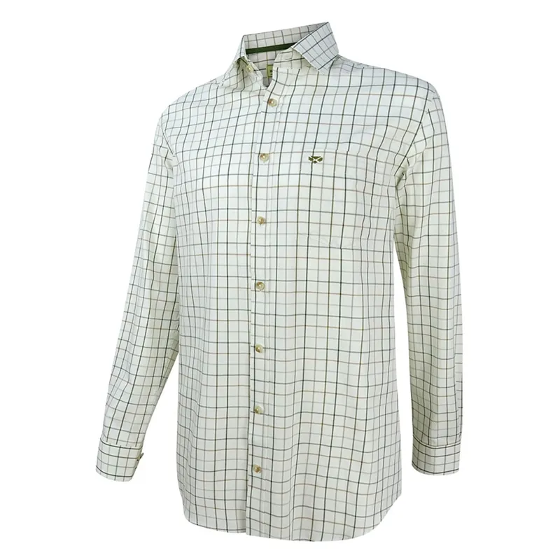 Hoggs of Fife Mens Balmoral Luxury Tattersall Shirt - Green/Brown