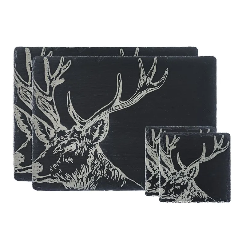 Slate Stag Placemat and Coaster