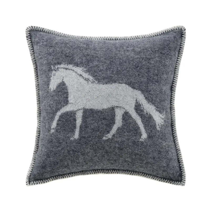 J.J. Textile Horse Wool Cushion Cover - Black-1