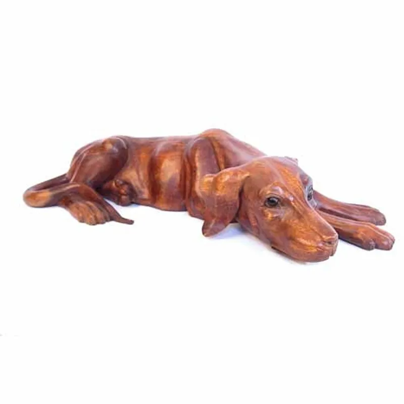 Wooden Lying Dog 80cm