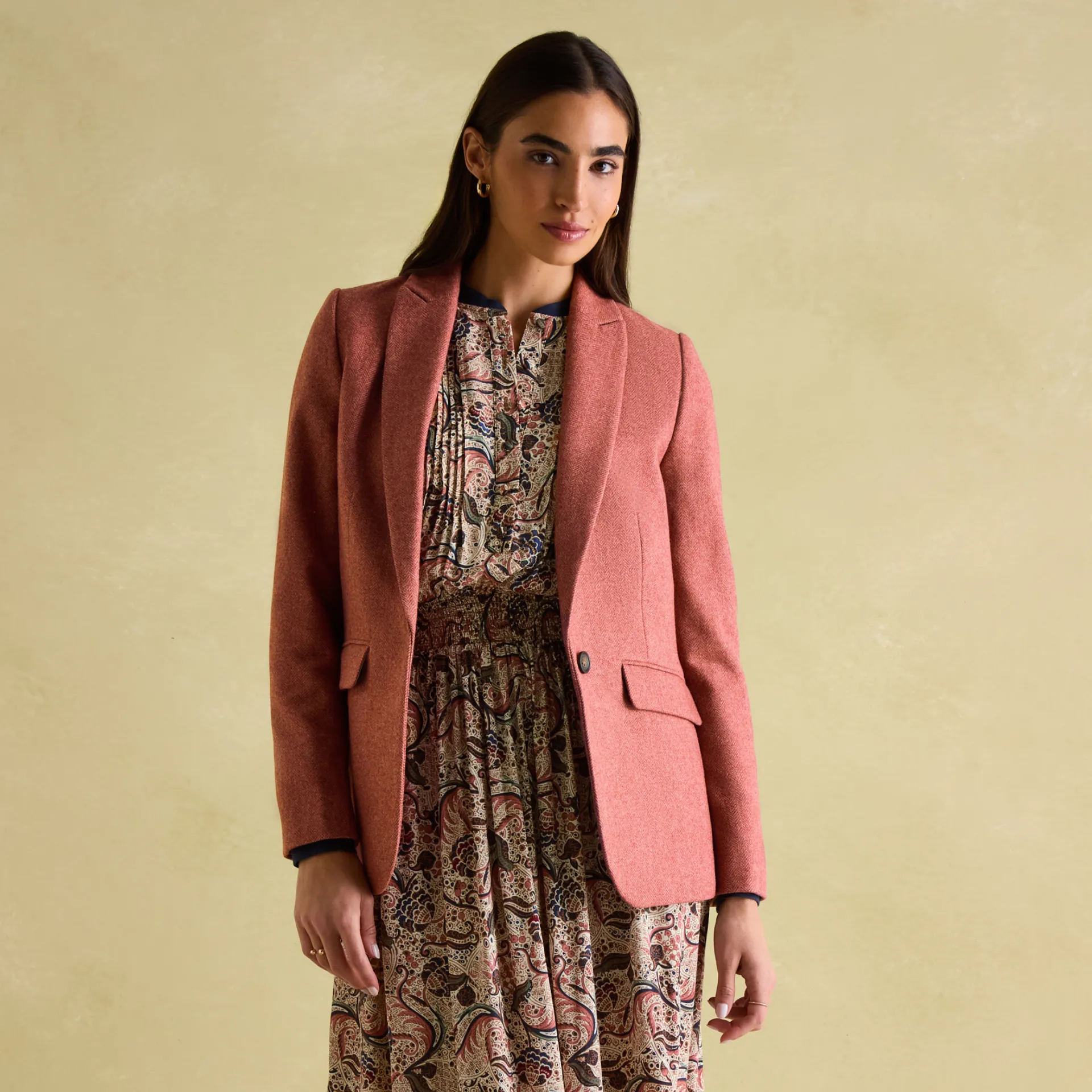 Joules Bramble Tweed Blazer Pink