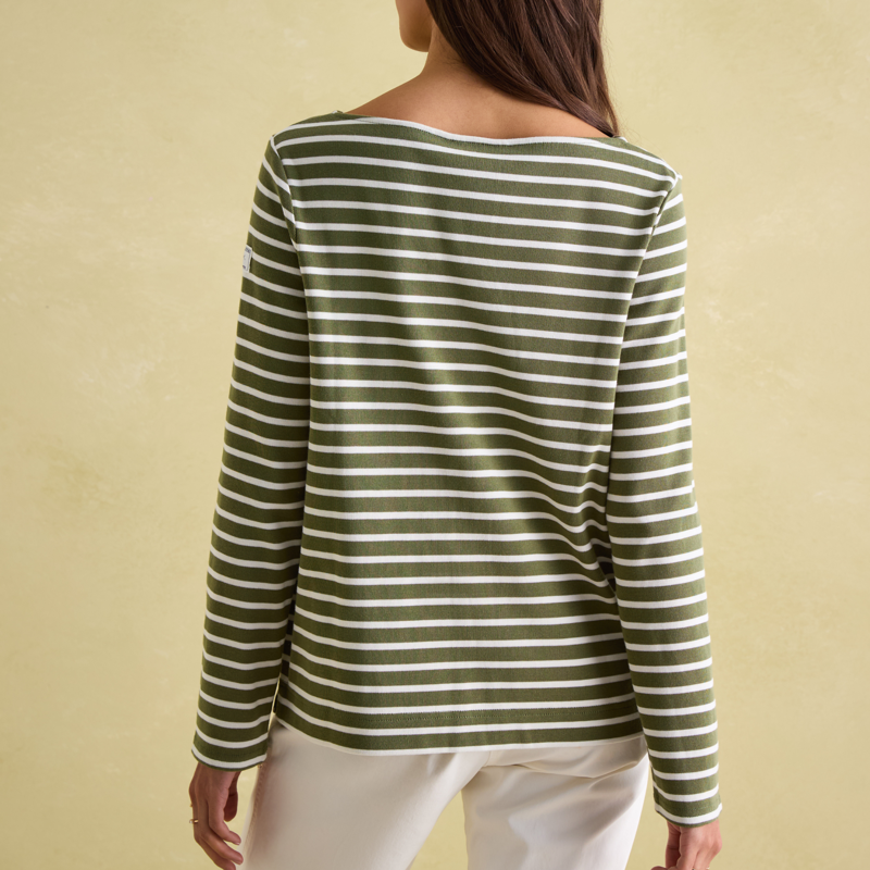 Joules New Harbour Breton Top - Green Stripe-3