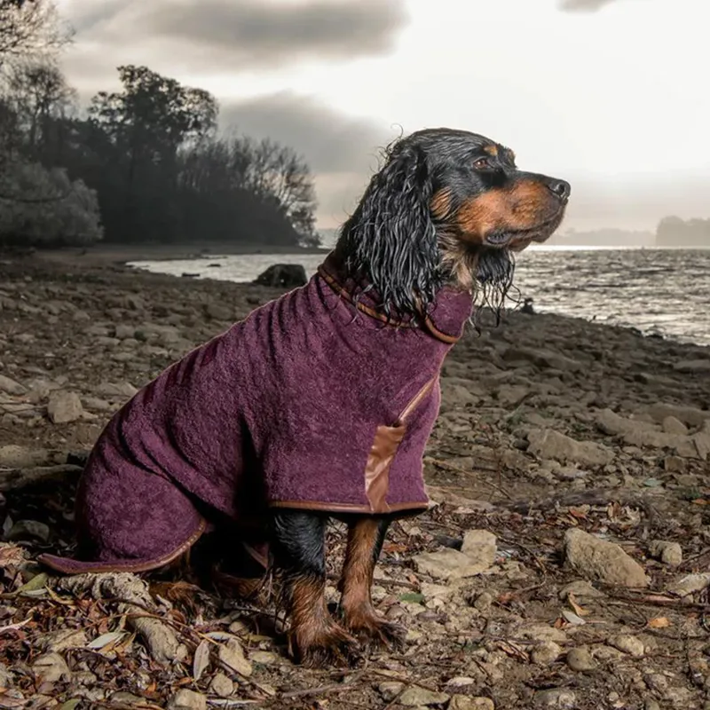 Ruff and Tumble Country Dog Drying Coat - Burgundy-1