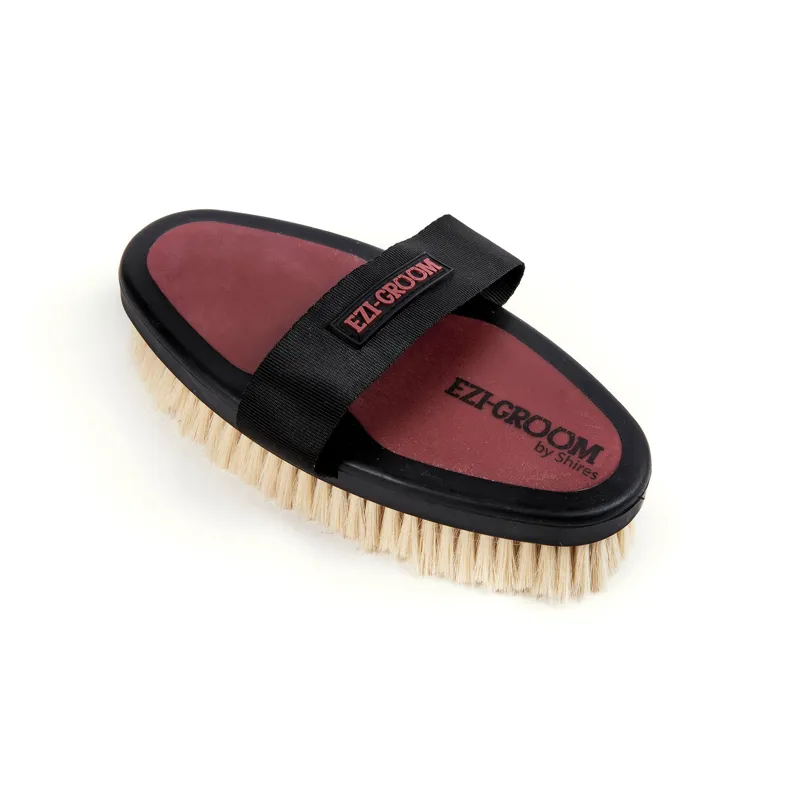 EZI-GROOM Grip Body Brush With Goat Hair - Burgundy 