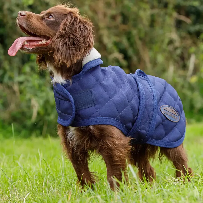 WeatherBeeta ComFiTec Deluxe Diamond Quilt Dog Coat - Navy-1