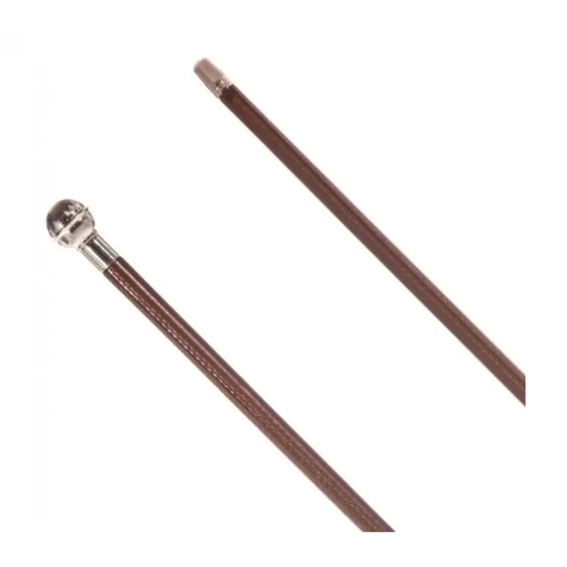 Country Direct Silver Ball Leather Show Cane - Brown