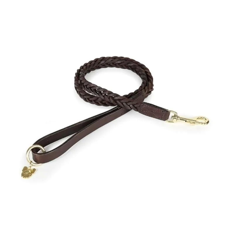 Digby and Fox Plaited Dog Lead - Brown