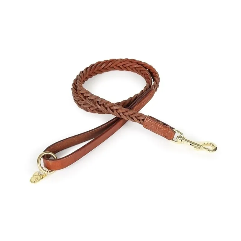 Digby and Fox Plaited Dog Lead - Tan