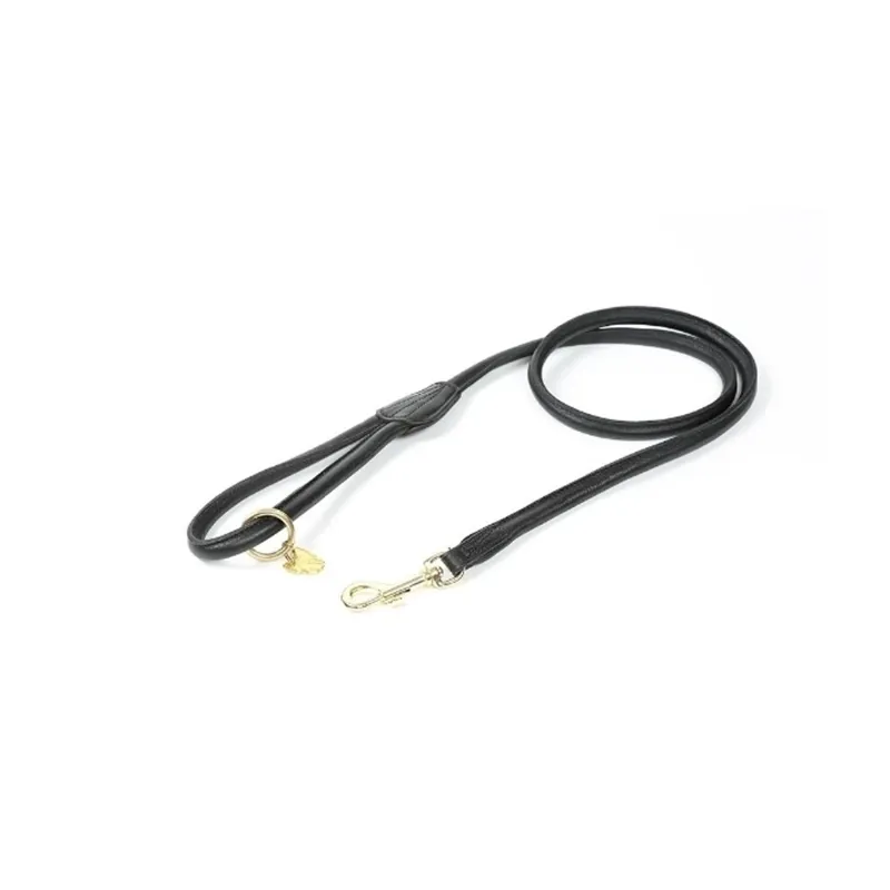 Digby and Fox Rolled Leather Dog Lead - Black