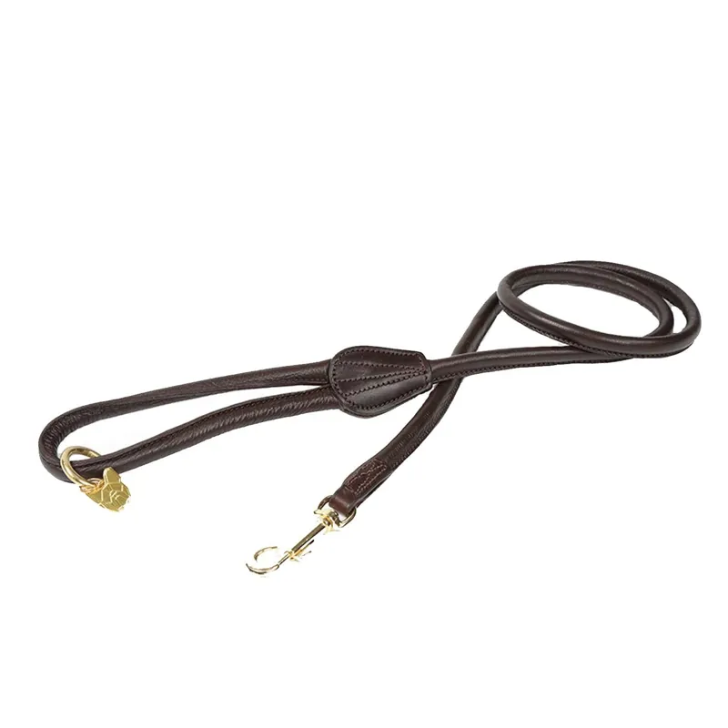 Digby and Fox Rolled Leather Dog Lead - Brown