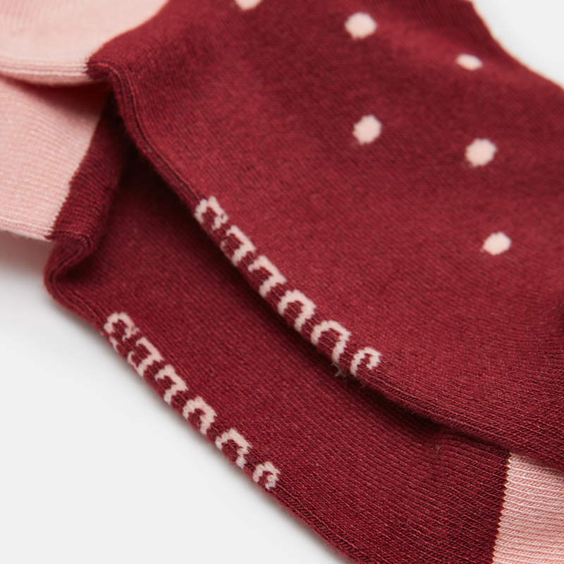 Joules Ladies Everyday 2 Pack Socks - Pink/Red-2