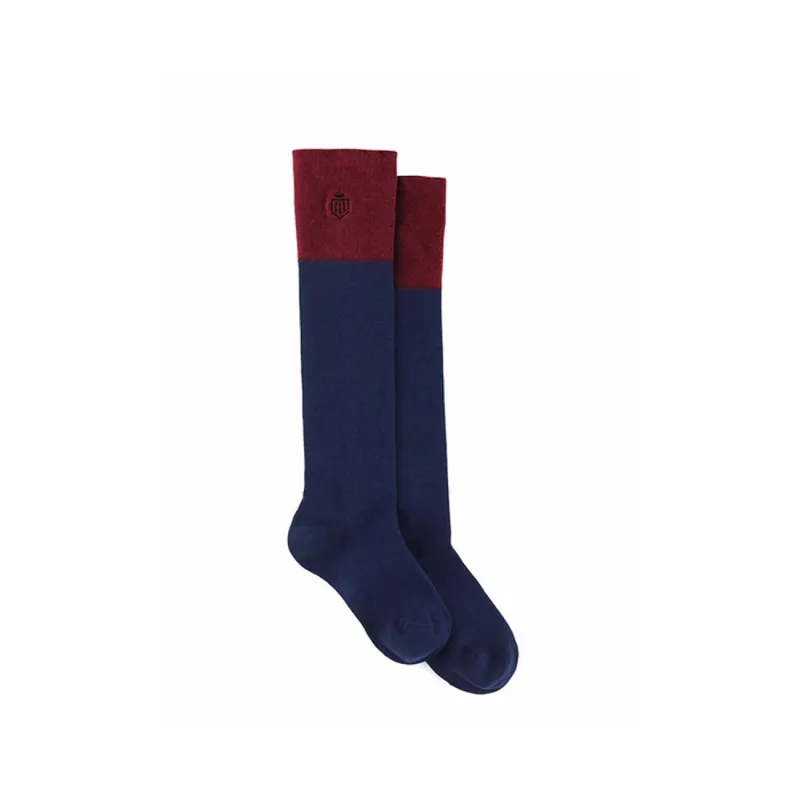 Fairfax and Favor Ladies Signature Knee High Socks - Navy/Burgundy