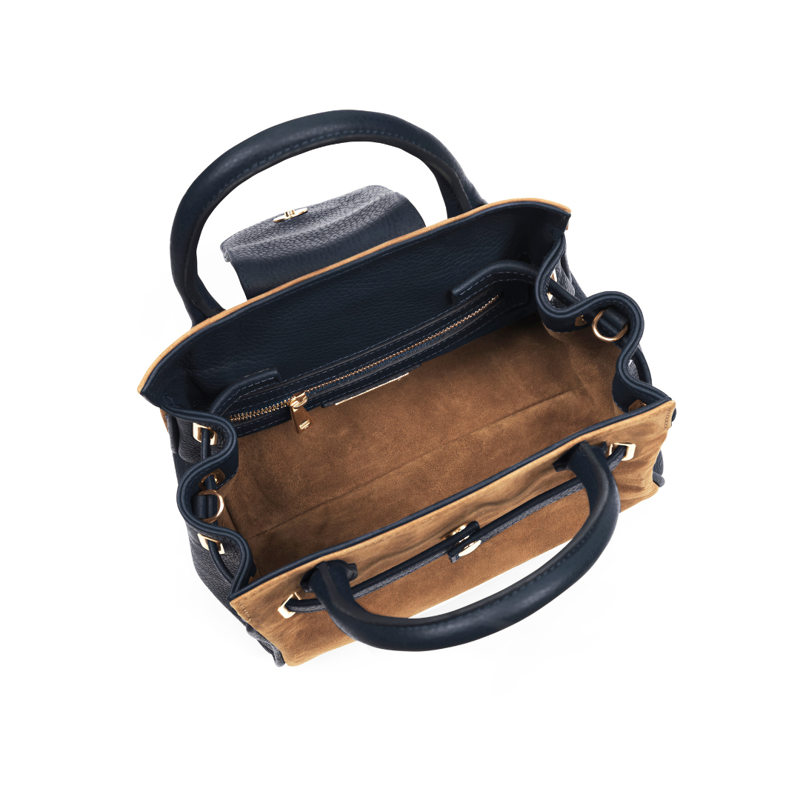 Fairfax and Favor Mini Windsor Handbag - Tan/Navy-2
