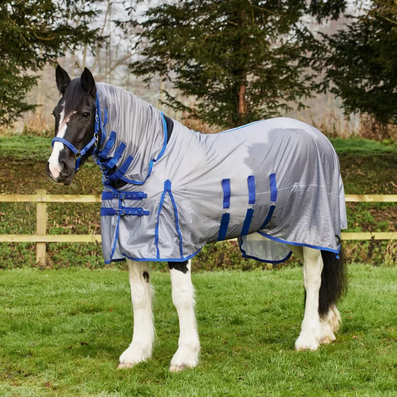 Firefoot Fixed Lycra Neck Fly Rug - Grey/Blue