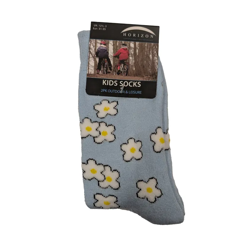 Horizon Kids Floral Socks 2 Pack - Cerise/Sky-1