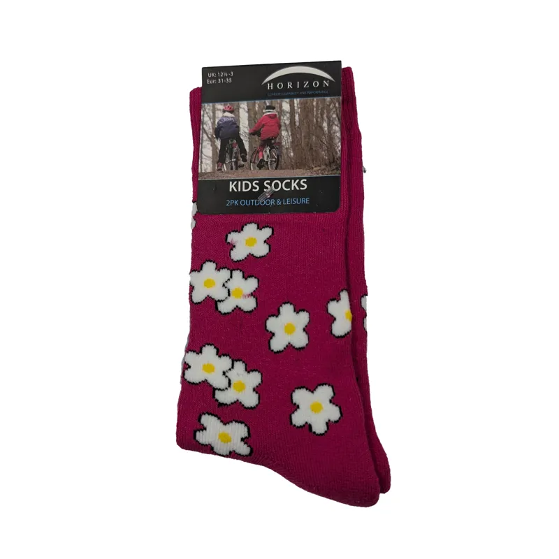 Horizon Kids Floral Socks 2 Pack - Cerise/Sky-2