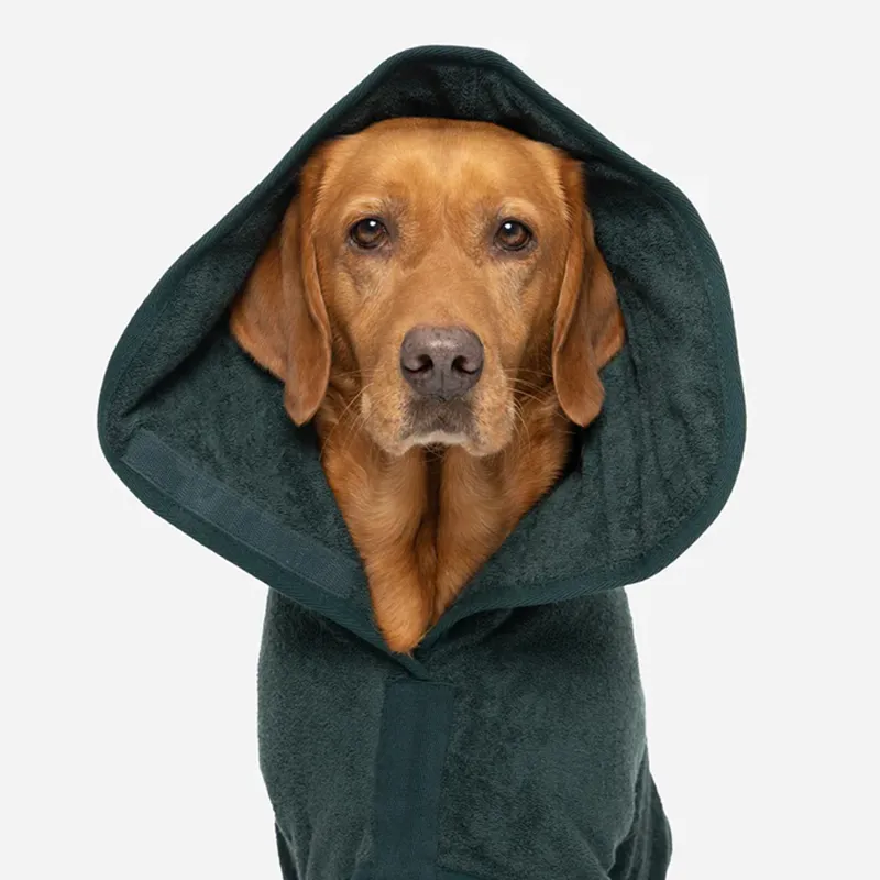 Ruff and Tumble Classic Dog Drying Coat - Forest Green-1