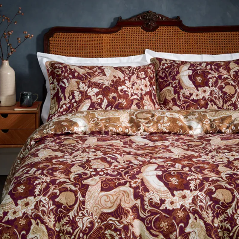 Harewood Cotton Duvet Cover Set - Ruby-1
