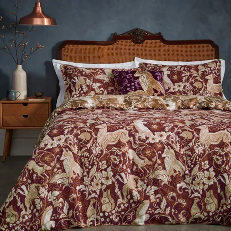 Harewood Cotton Duvet Cover Set - Ruby