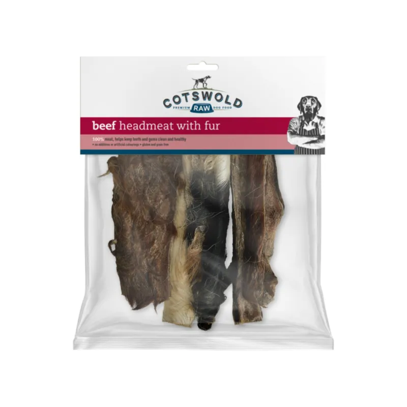 Cotswold Raw Beef Head Meat With Fur - 250g