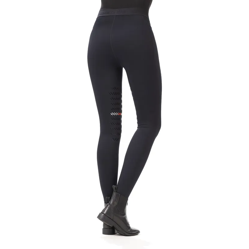 HKM Ladies Sports Knee Patch Riding Leggings - Black-2