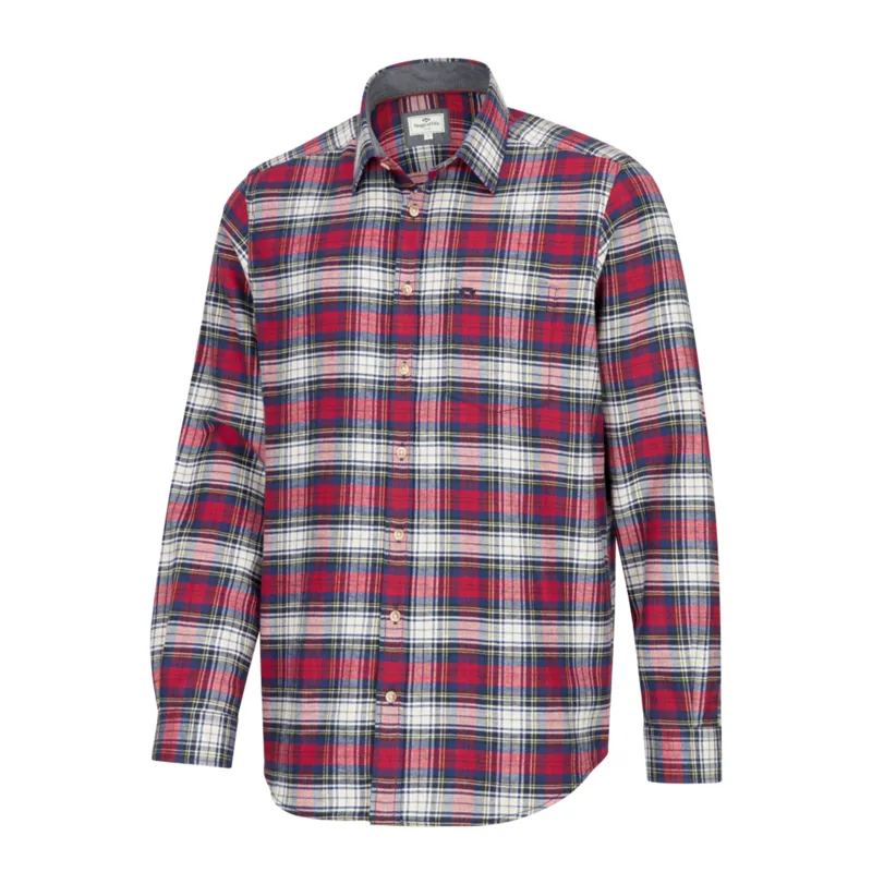 Hoggs of Fife Mens Pitscottie Flannel Shirt - Red Tartan Check