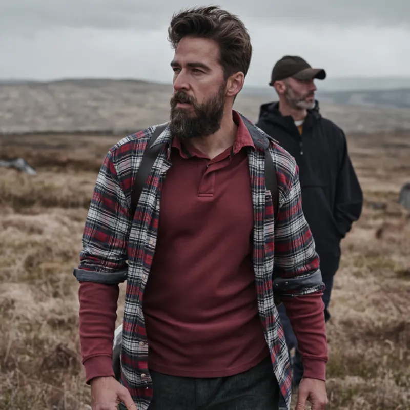 Hoggs of Fife Mens Pitscottie Flannel Shirt - Red Tartan Check-2