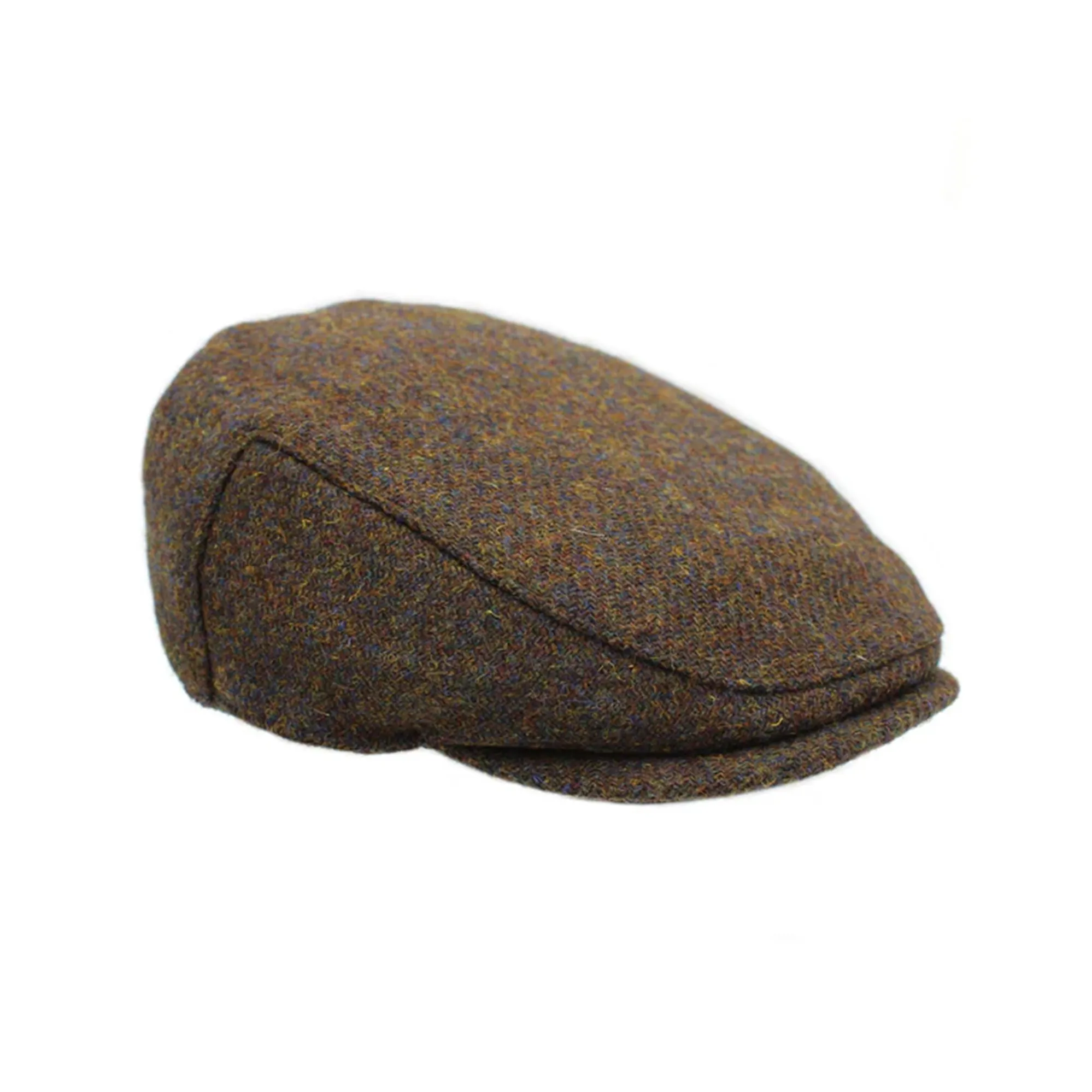 Heather Highland Harris Tweed Flat Cap Brown Mix