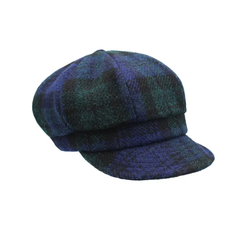 Heather Rosalie Harris Tweed Baker Boy Cap - Blackwatch