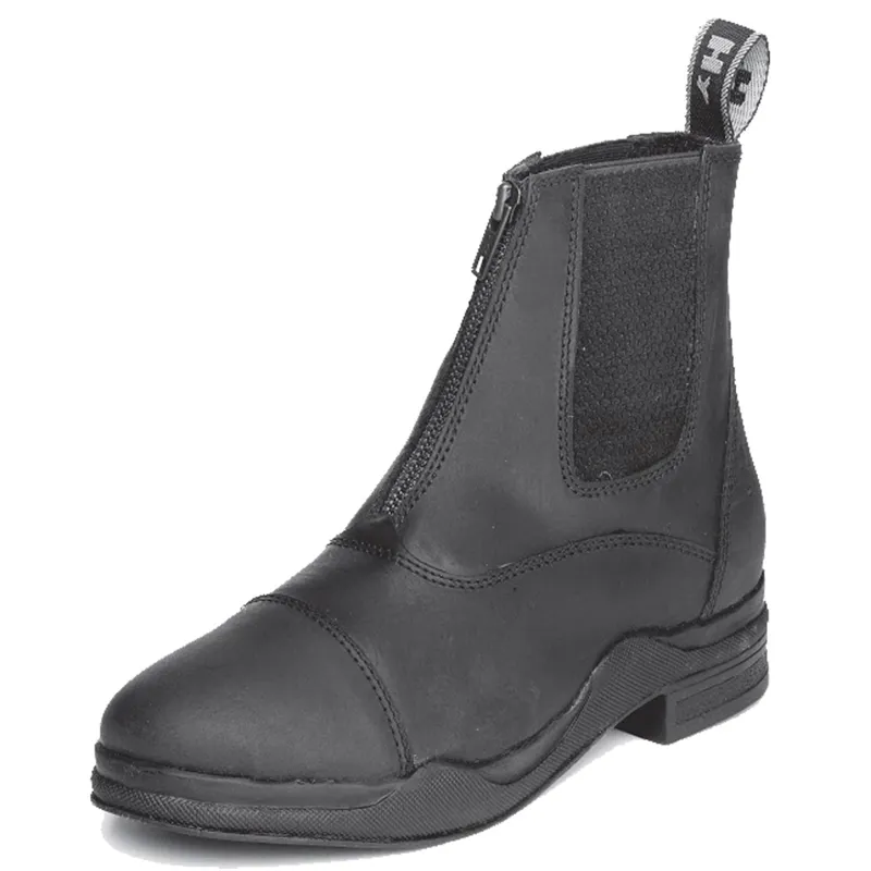 Hy Wax Leather Zip Jodhpur Boot - Black