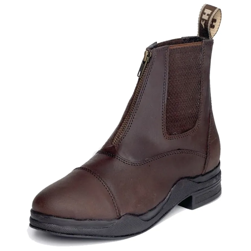 Hy Wax Leather Zip Jodhpur Boot - Brown