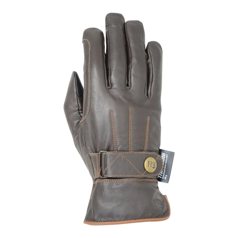 Hy5 Thinsulate Leather Winter Riding Glove - Dark Brown/Tan