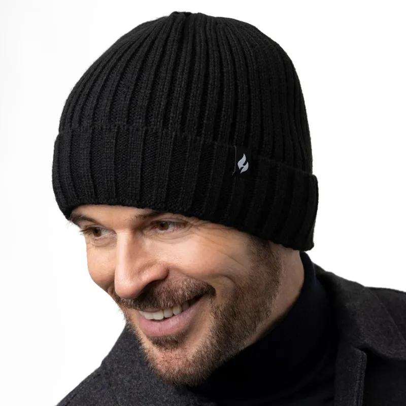 Mens Heat Holder Lawson Thermal Hat - Black-1