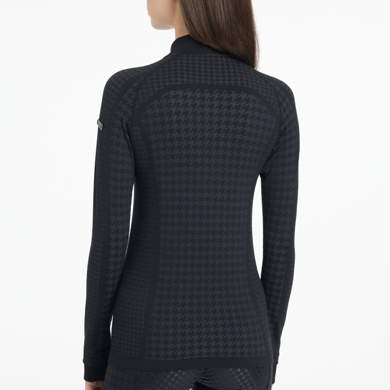 LeMieux Aspen Houndstooth Quarter Zip Top - Black-2