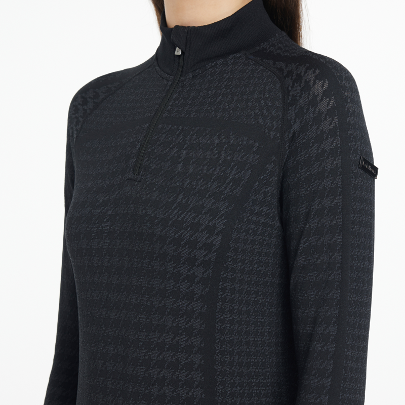 LeMieux Aspen Houndstooth Quarter Zip Top - Black-3