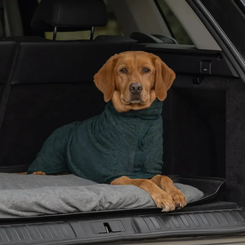 Ruff and Tumble Classic Dog Drying Coat - Forest Green-3