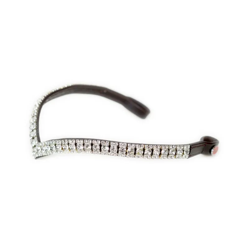 John Whitaker Lynton V-Shaped Diamante Browband - HAVANA