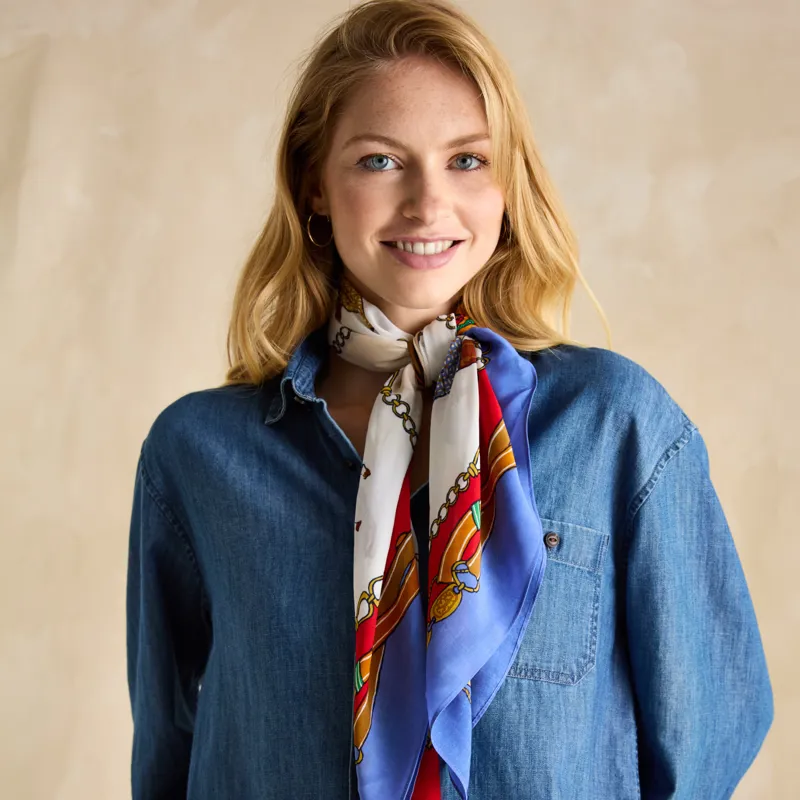 Joules Ladies Middleton Scarf - Blue/Neutral
