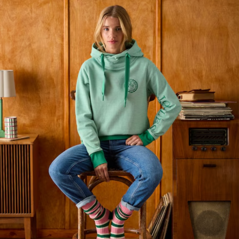 Joules Ladies Rushton Cowl Neck Hoodie - Green-1